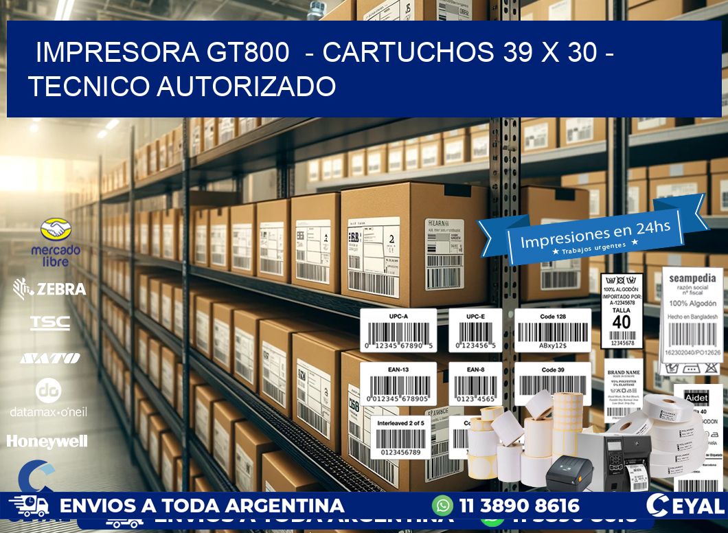 IMPRESORA GT800  - CARTUCHOS 39 x 30 - TECNICO AUTORIZADO