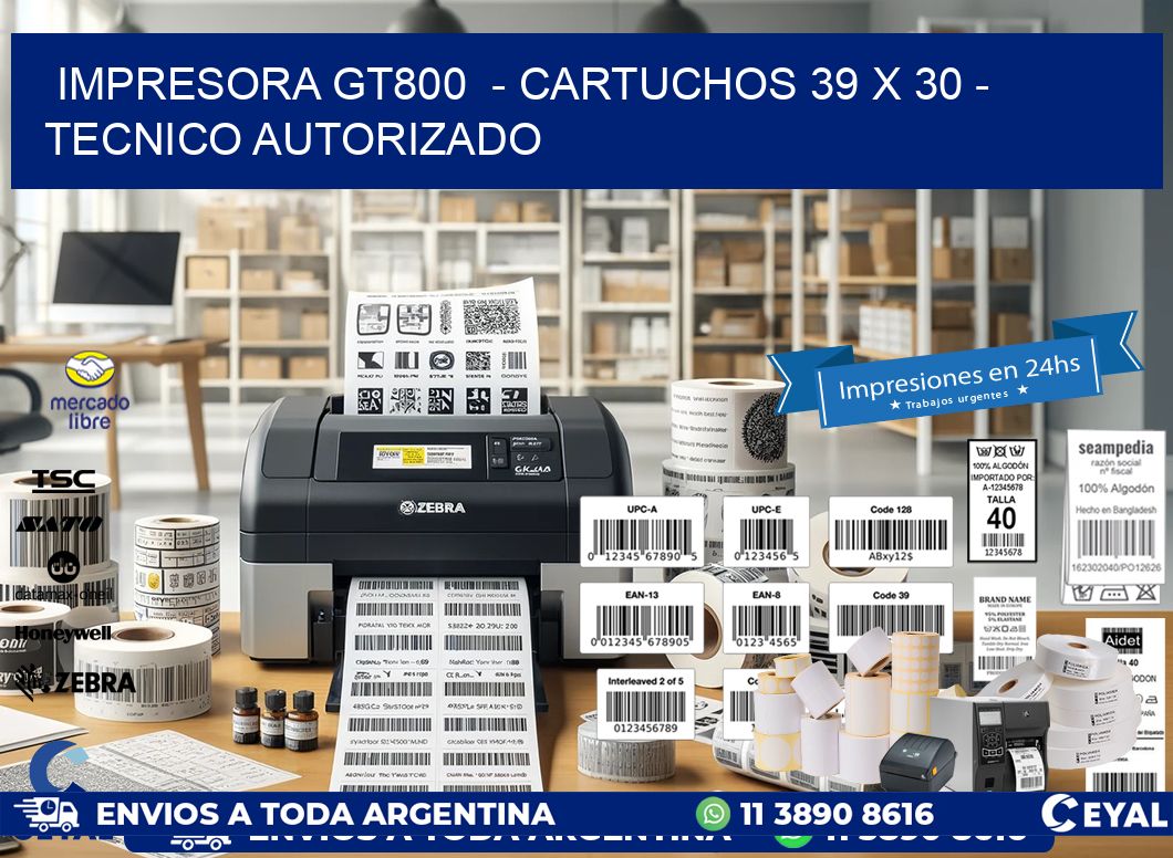 IMPRESORA GT800  - CARTUCHOS 39 x 30 - TECNICO AUTORIZADO