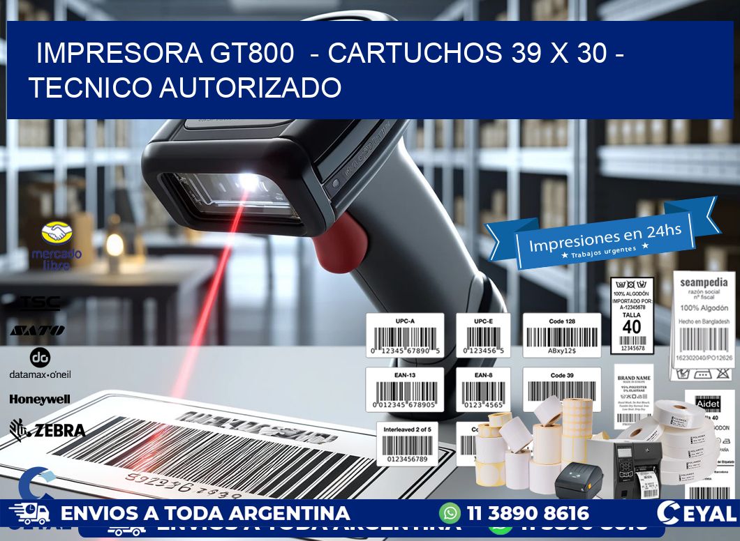 IMPRESORA GT800  - CARTUCHOS 39 x 30 - TECNICO AUTORIZADO