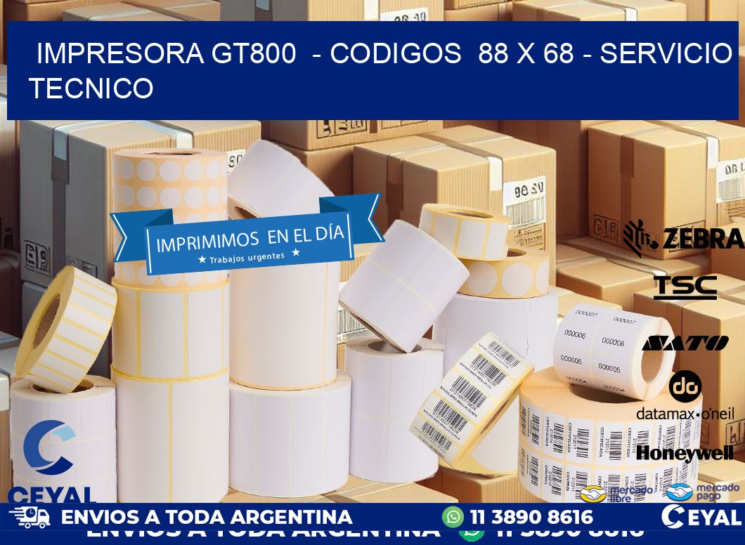 IMPRESORA GT800  - CODIGOS  88 x 68 - SERVICIO TECNICO