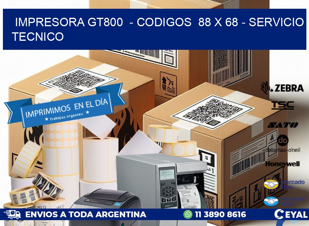 IMPRESORA GT800  - CODIGOS  88 x 68 - SERVICIO TECNICO