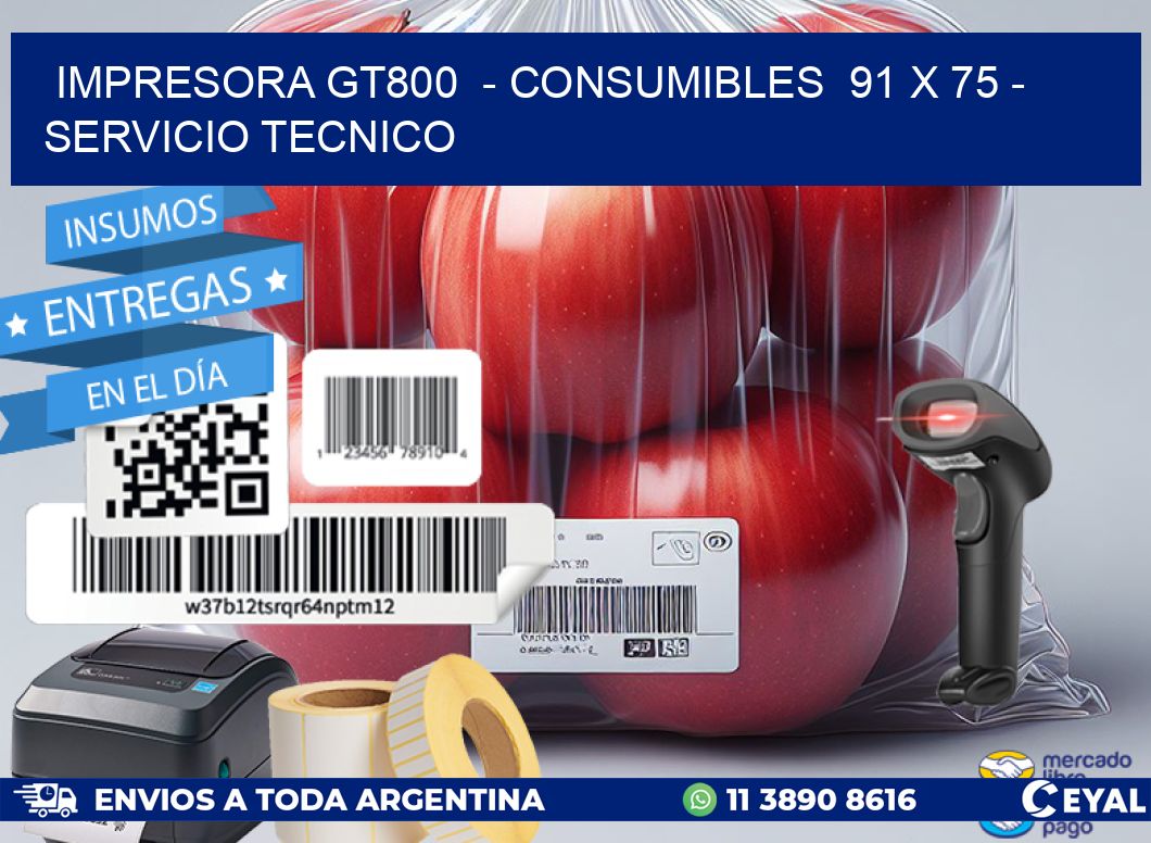 IMPRESORA GT800  - CONSUMIBLES  91 x 75 - SERVICIO TECNICO