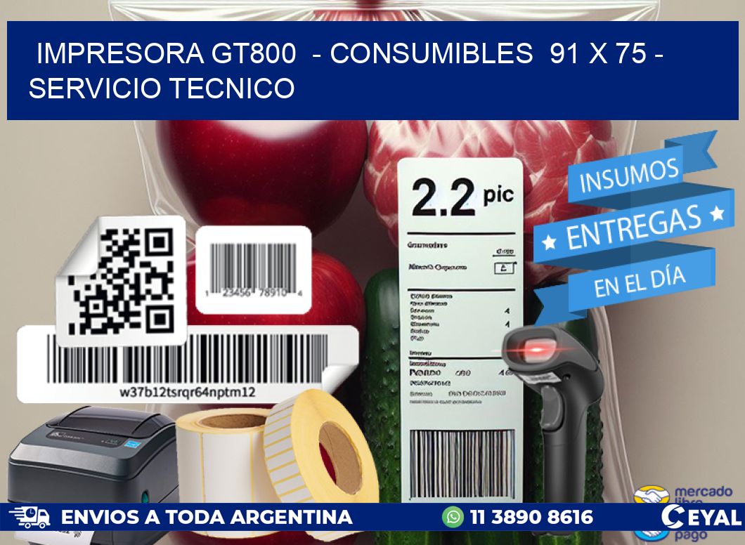 IMPRESORA GT800  - CONSUMIBLES  91 x 75 - SERVICIO TECNICO