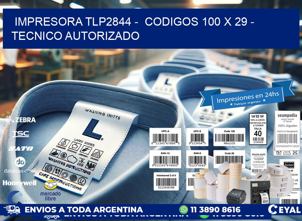 IMPRESORA TLP2844 -  CODIGOS 100 x 29 - TECNICO AUTORIZADO