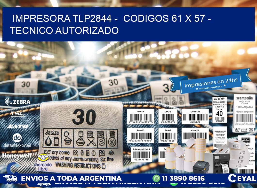 IMPRESORA TLP2844 -  CODIGOS 61 x 57 - TECNICO AUTORIZADO