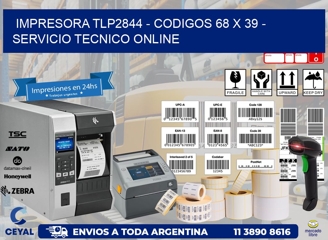 IMPRESORA TLP2844 - CODIGOS 68 x 39 - SERVICIO TECNICO ONLINE