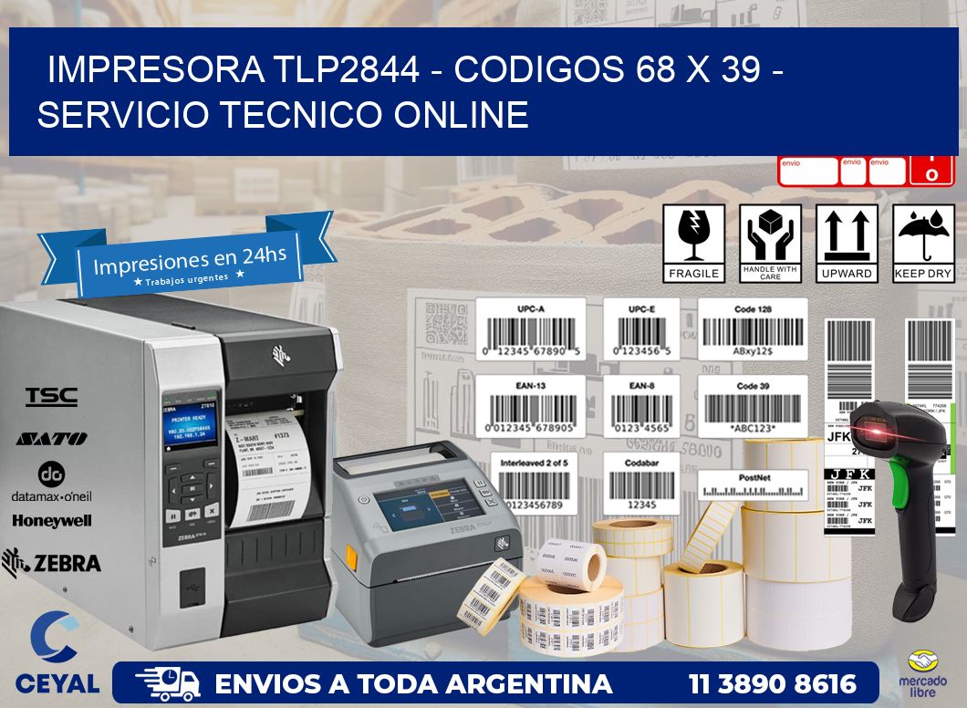 IMPRESORA TLP2844 - CODIGOS 68 x 39 - SERVICIO TECNICO ONLINE