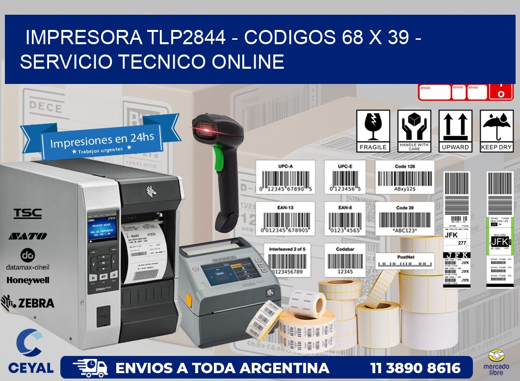 IMPRESORA TLP2844 - CODIGOS 68 x 39 - SERVICIO TECNICO ONLINE