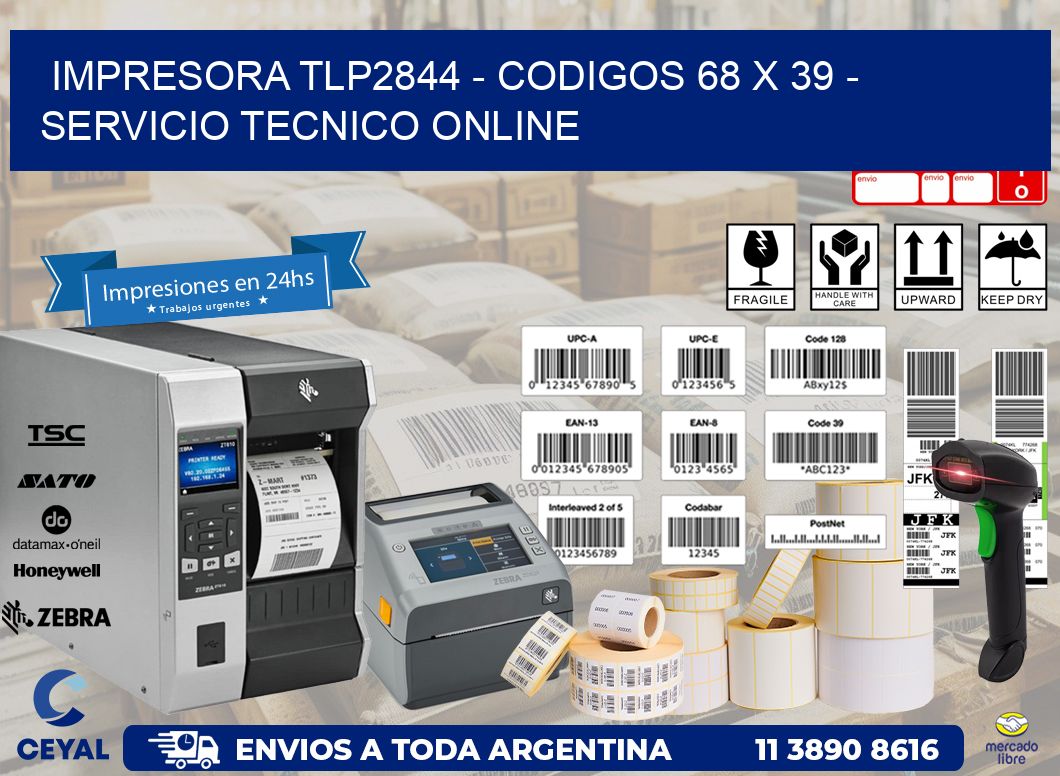 IMPRESORA TLP2844 - CODIGOS 68 x 39 - SERVICIO TECNICO ONLINE