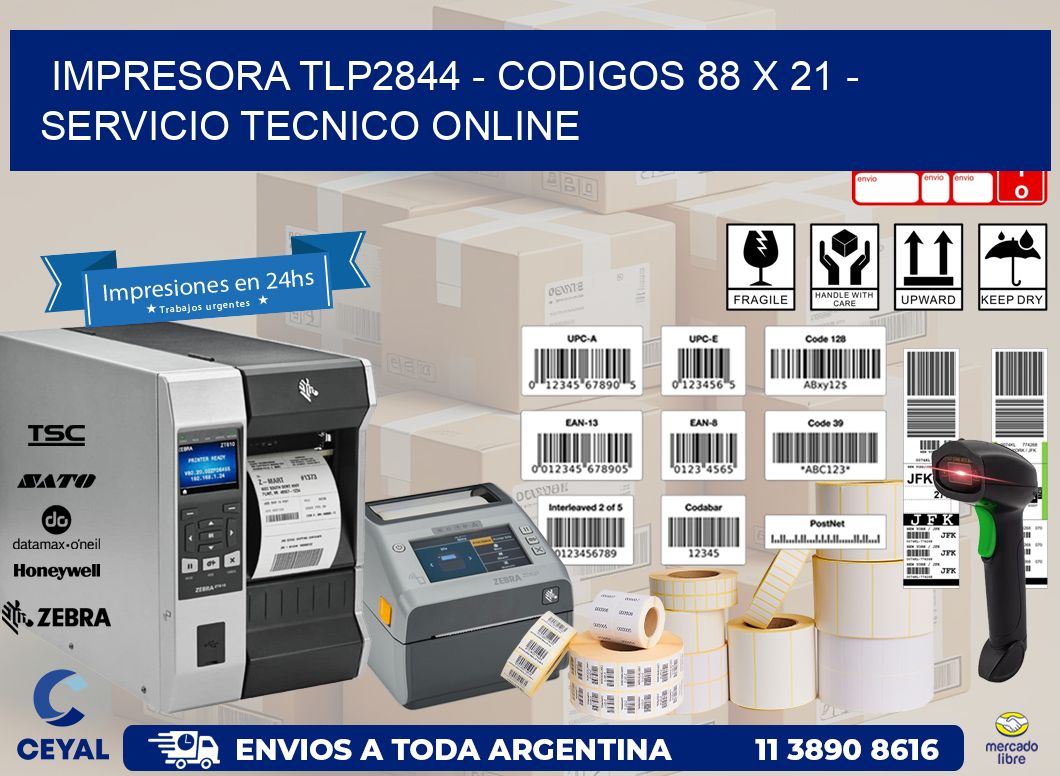 IMPRESORA TLP2844 - CODIGOS 88 x 21 - SERVICIO TECNICO ONLINE