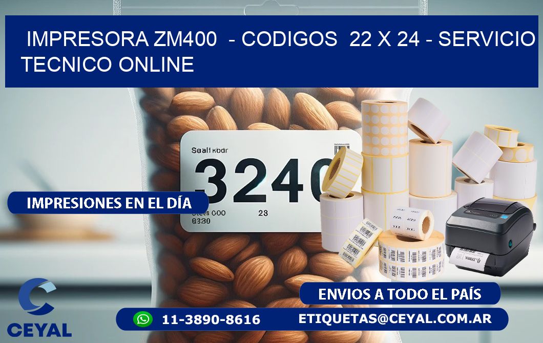 IMPRESORA ZM400  - CODIGOS  22 x 24 - SERVICIO TECNICO ONLINE