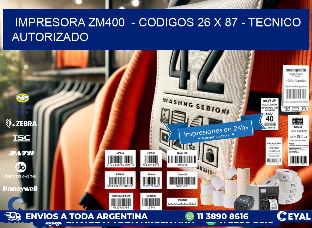 IMPRESORA ZM400  - CODIGOS 26 x 87 - TECNICO AUTORIZADO