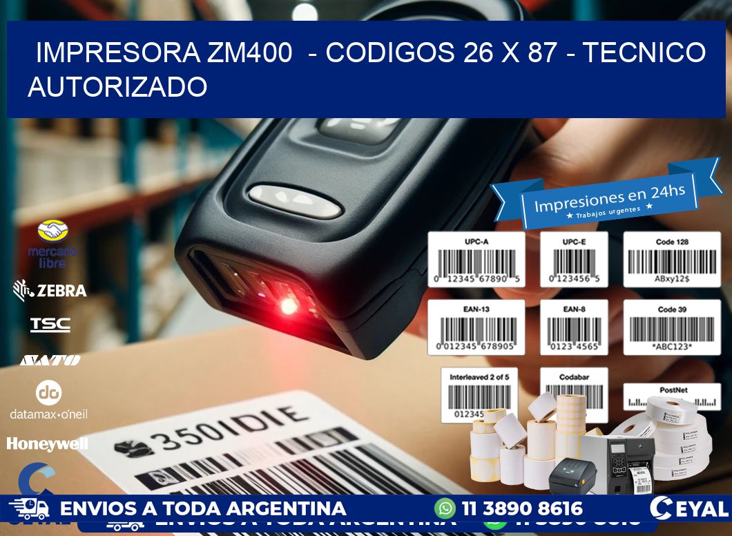 IMPRESORA ZM400  - CODIGOS 26 x 87 - TECNICO AUTORIZADO