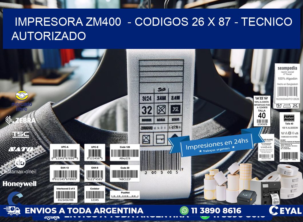 IMPRESORA ZM400  - CODIGOS 26 x 87 - TECNICO AUTORIZADO