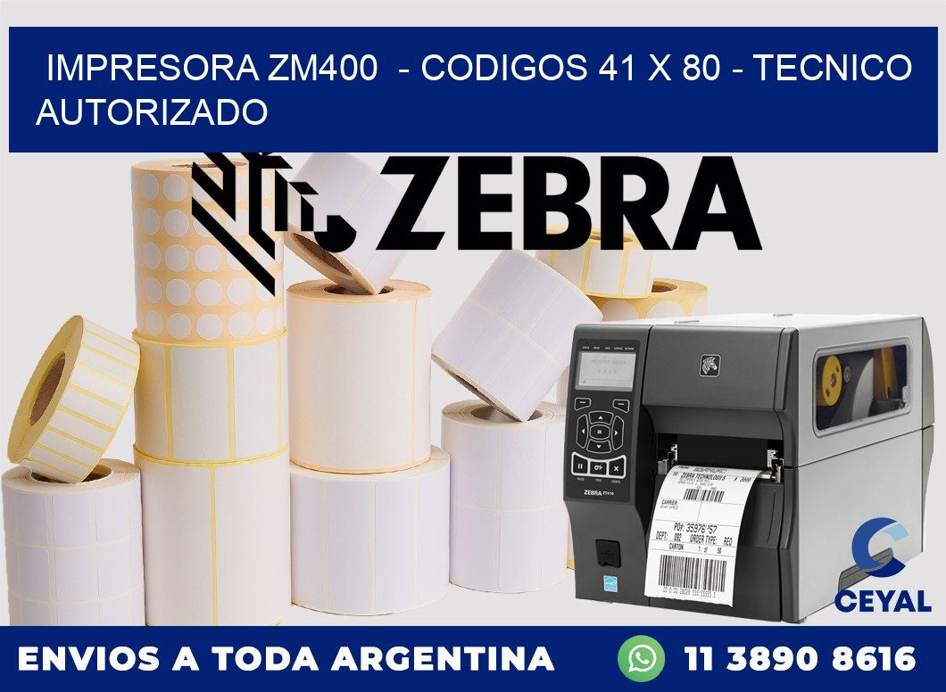 IMPRESORA ZM400  - CODIGOS 41 x 80 - TECNICO AUTORIZADO