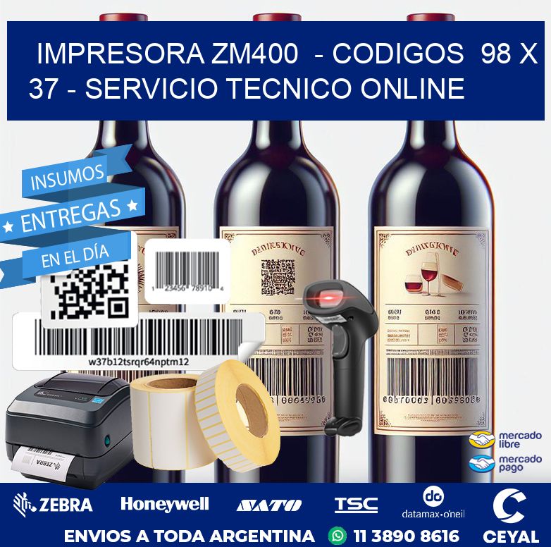 IMPRESORA ZM400  - CODIGOS  98 x 37 - SERVICIO TECNICO ONLINE