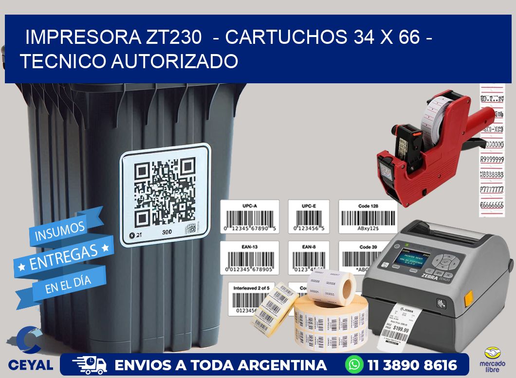 IMPRESORA ZT230  - CARTUCHOS 34 x 66 - TECNICO AUTORIZADO