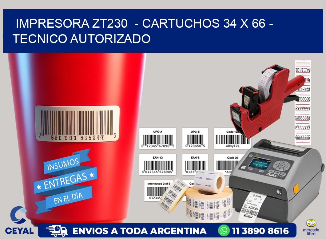 IMPRESORA ZT230  – CARTUCHOS 34 x 66 – TECNICO AUTORIZADO