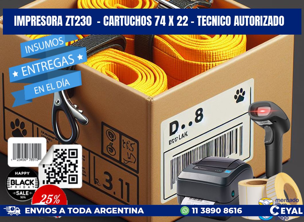 IMPRESORA ZT230  - CARTUCHOS 74 x 22 - TECNICO AUTORIZADO