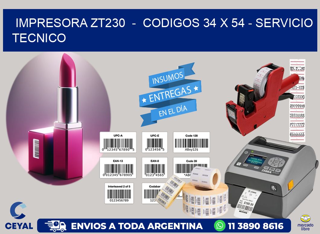 IMPRESORA ZT230  -  CODIGOS 34 x 54 - SERVICIO TECNICO