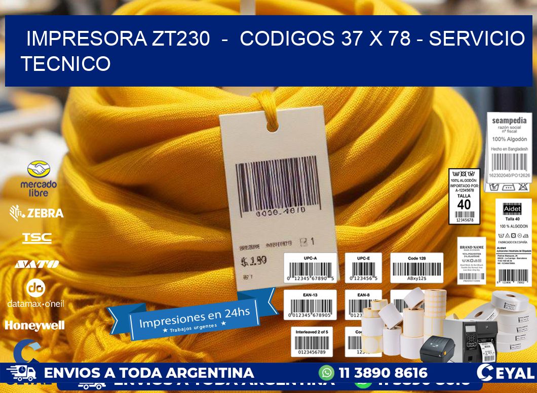 IMPRESORA ZT230  -  CODIGOS 37 x 78 - SERVICIO TECNICO