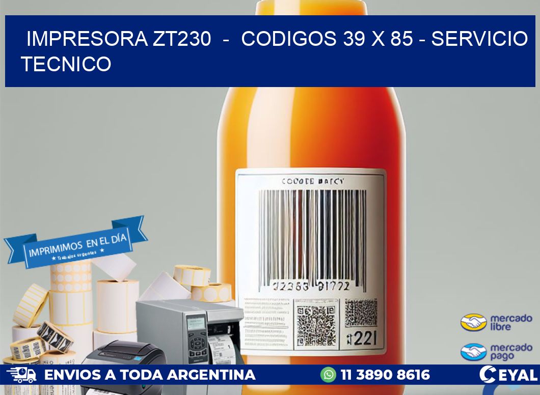 IMPRESORA ZT230  -  CODIGOS 39 x 85 - SERVICIO TECNICO