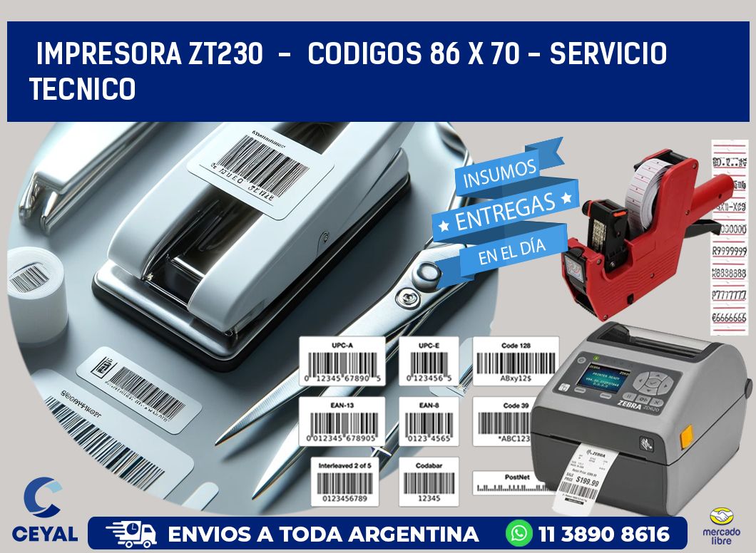 IMPRESORA ZT230  -  CODIGOS 86 x 70 - SERVICIO TECNICO