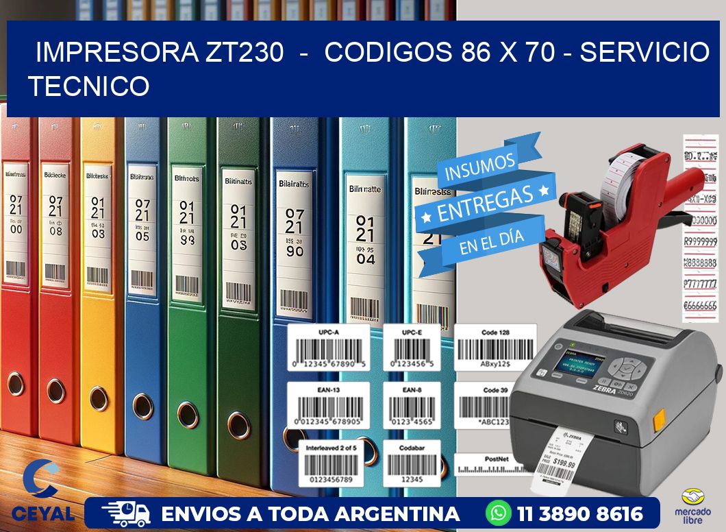 IMPRESORA ZT230  -  CODIGOS 86 x 70 - SERVICIO TECNICO