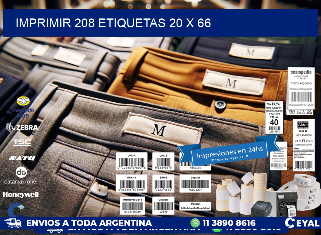 IMPRIMIR 208 ETIQUETAS 20 x 66