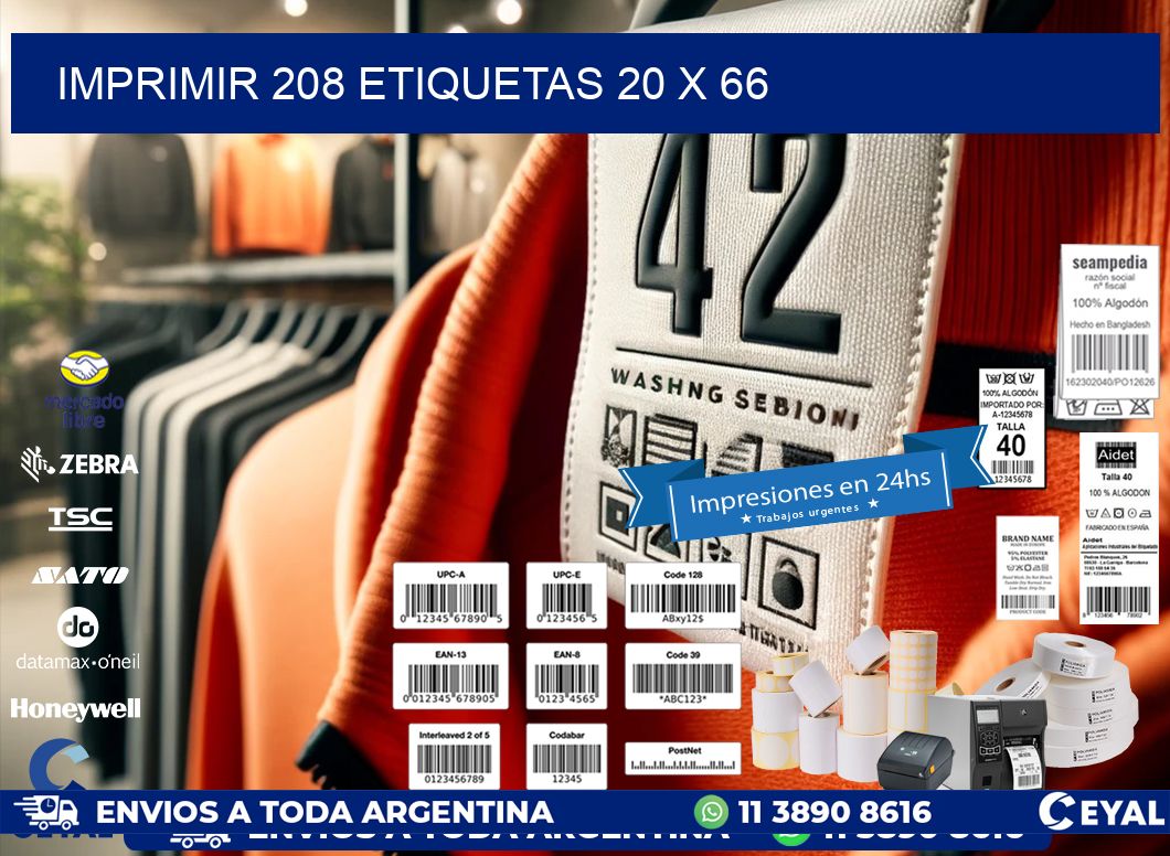 IMPRIMIR 208 ETIQUETAS 20 x 66