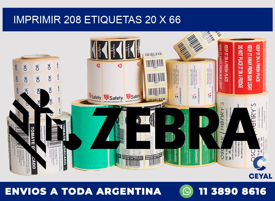 IMPRIMIR 208 ETIQUETAS 20 x 66