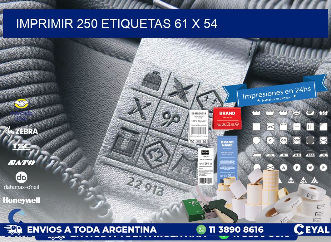 IMPRIMIR 250 ETIQUETAS 61 x 54