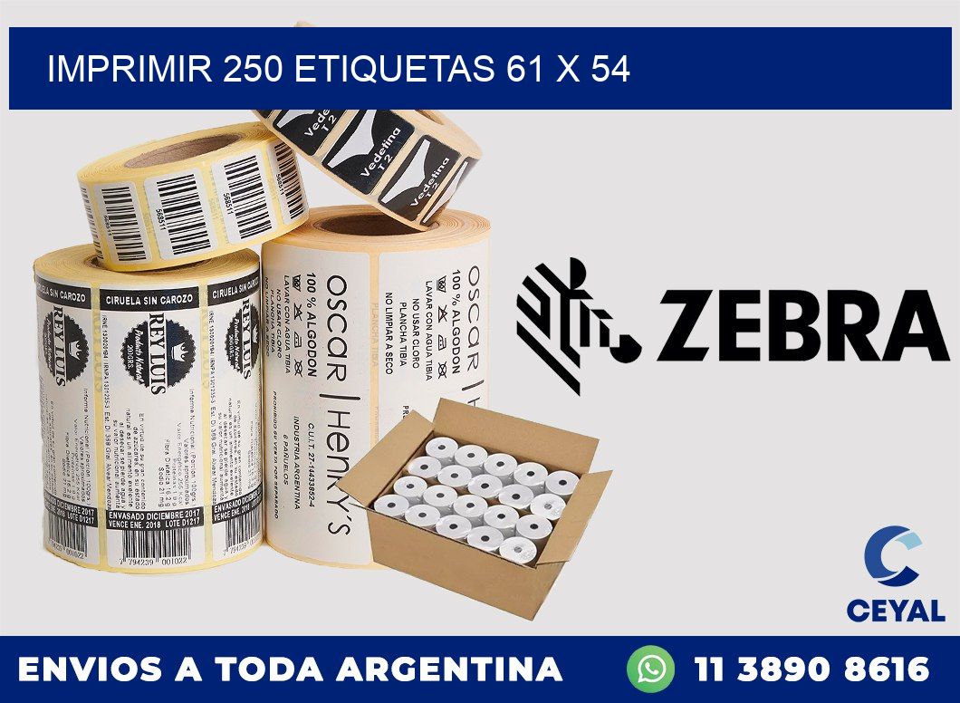 IMPRIMIR 250 ETIQUETAS 61 x 54