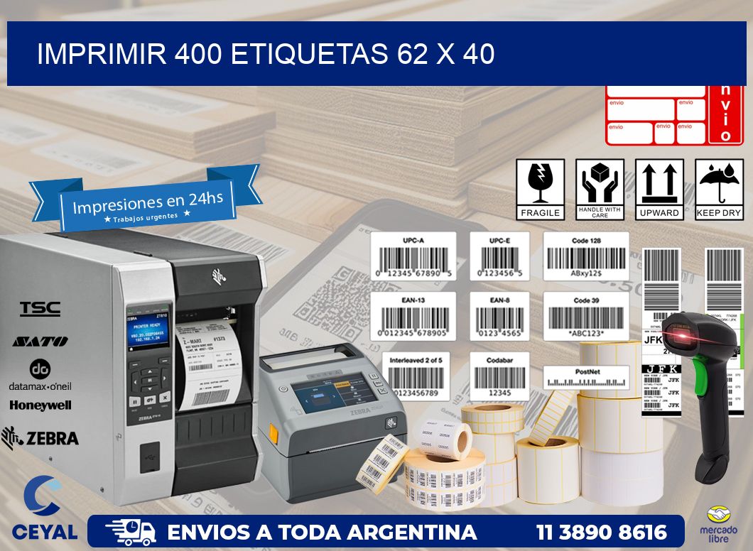 IMPRIMIR 400 ETIQUETAS 62 x 40