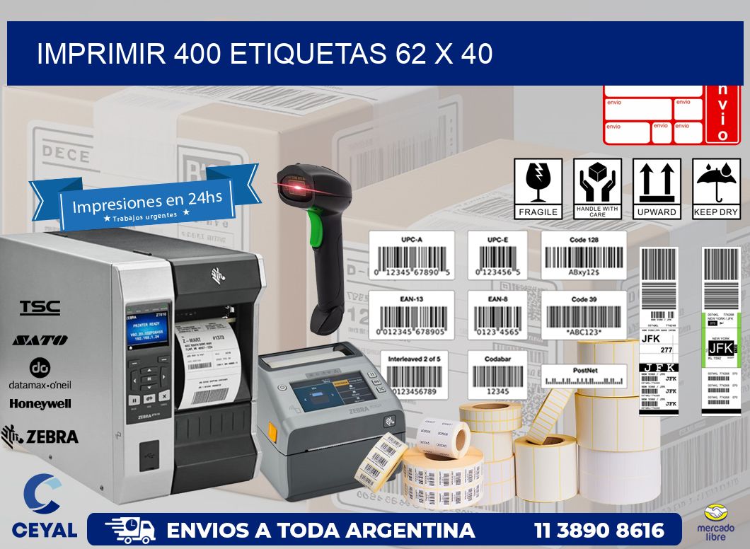 IMPRIMIR 400 ETIQUETAS 62 x 40