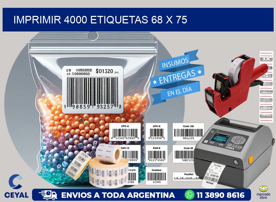 IMPRIMIR 4000 ETIQUETAS 68 x 75