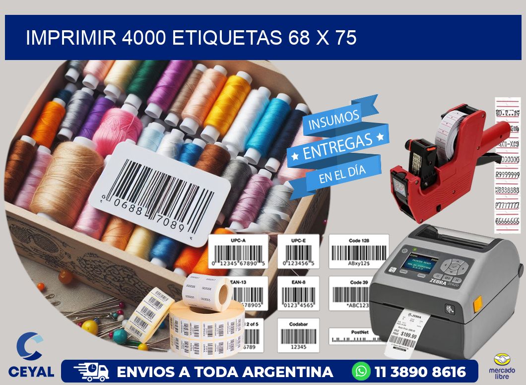 IMPRIMIR 4000 ETIQUETAS 68 x 75