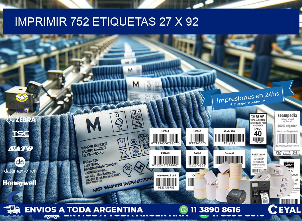 IMPRIMIR 752 ETIQUETAS 27 x 92