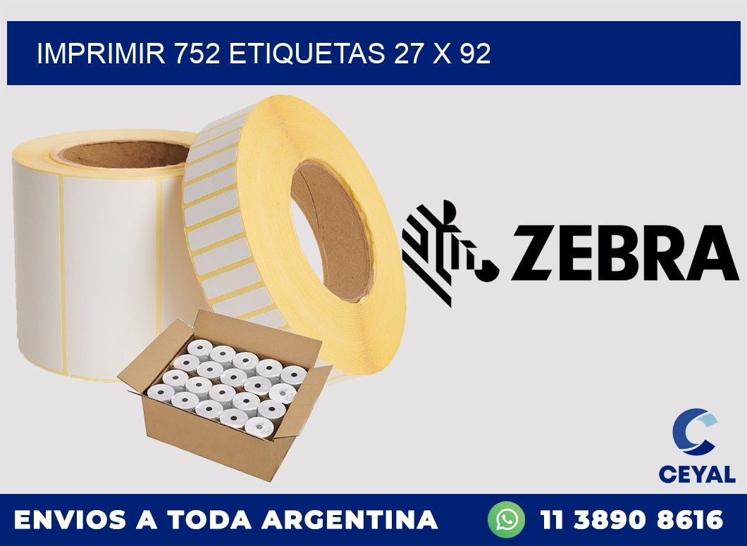 IMPRIMIR 752 ETIQUETAS 27 x 92