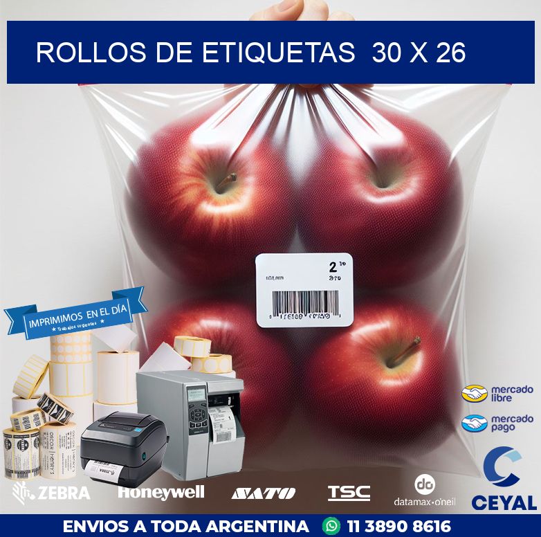 ROLLOS DE ETIQUETAS  30 x 26