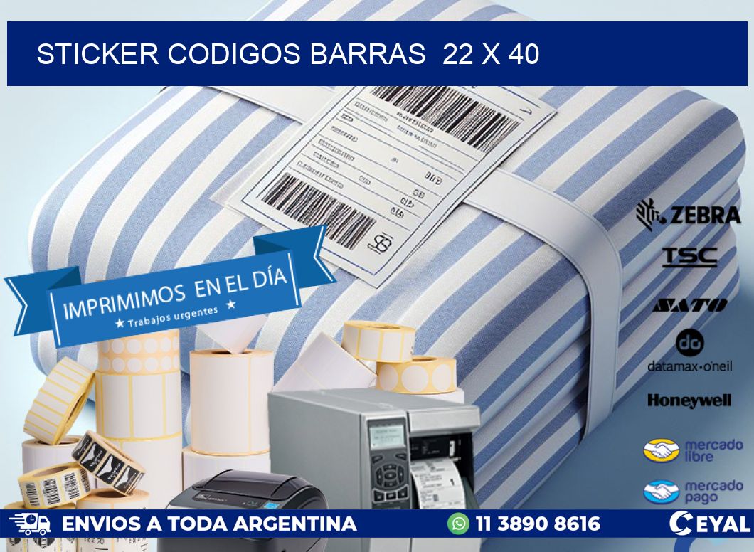 STICKER CODIGOS BARRAS  22 x 40