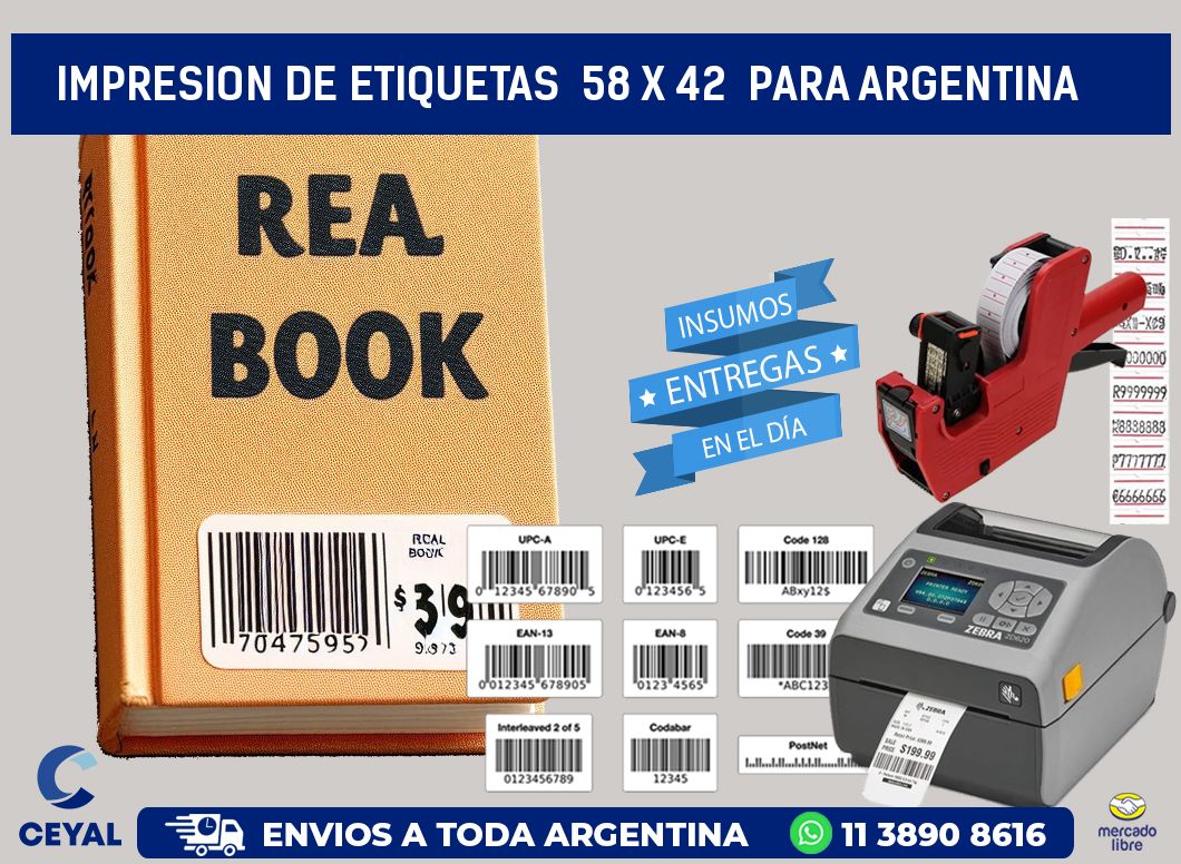 impresion de etiquetas  58 x 42  para argentina