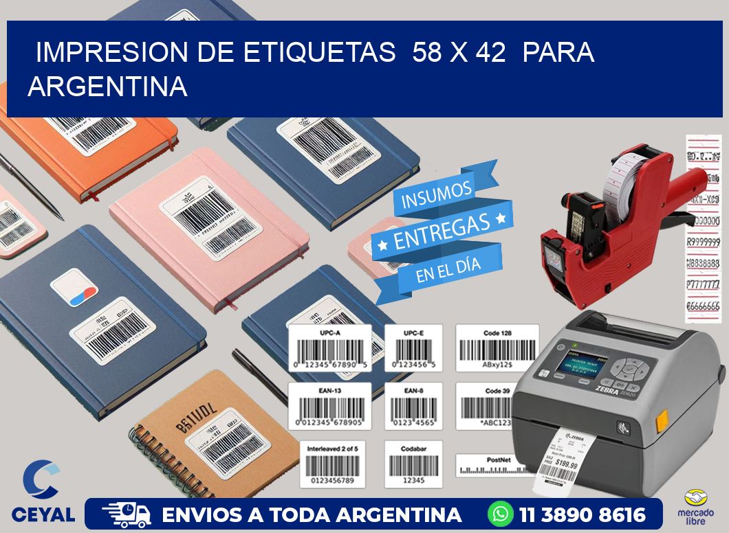 impresion de etiquetas  58 x 42  para argentina