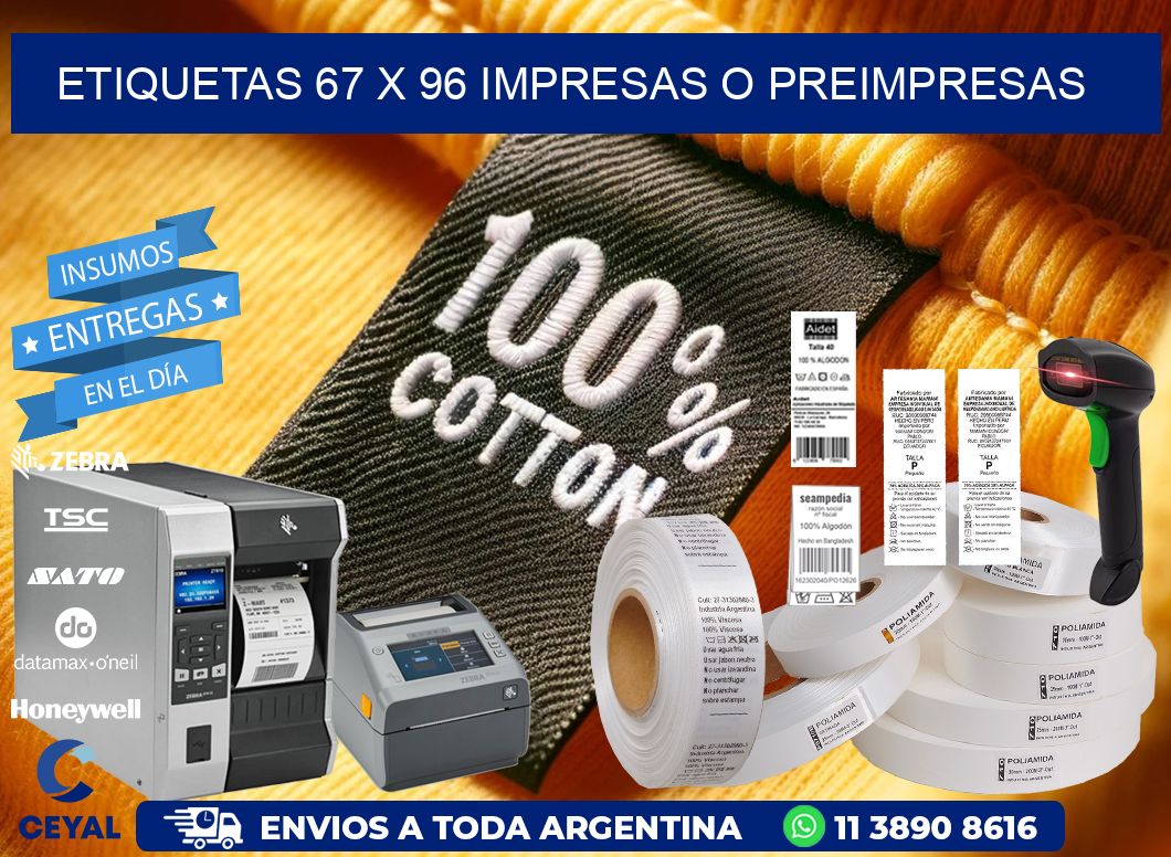 ETIQUETAS 67 x 96 IMPRESAS O PREIMPRESAS