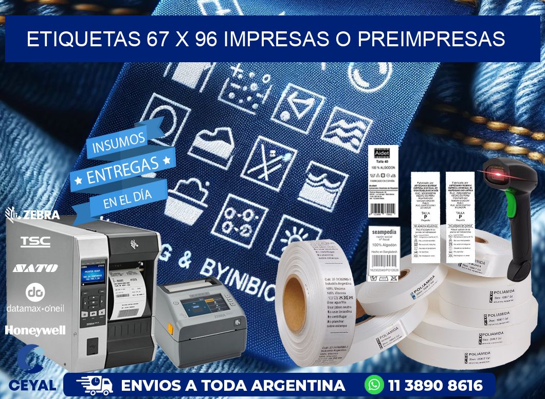 ETIQUETAS 67 x 96 IMPRESAS O PREIMPRESAS