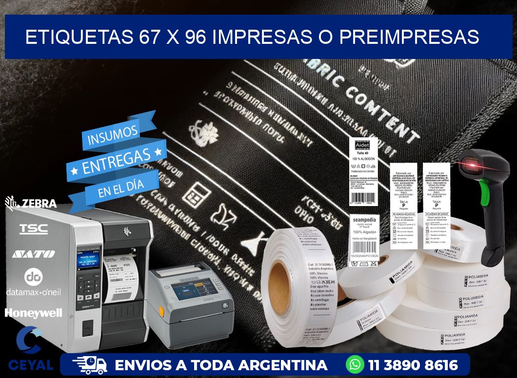 ETIQUETAS 67 x 96 IMPRESAS O PREIMPRESAS