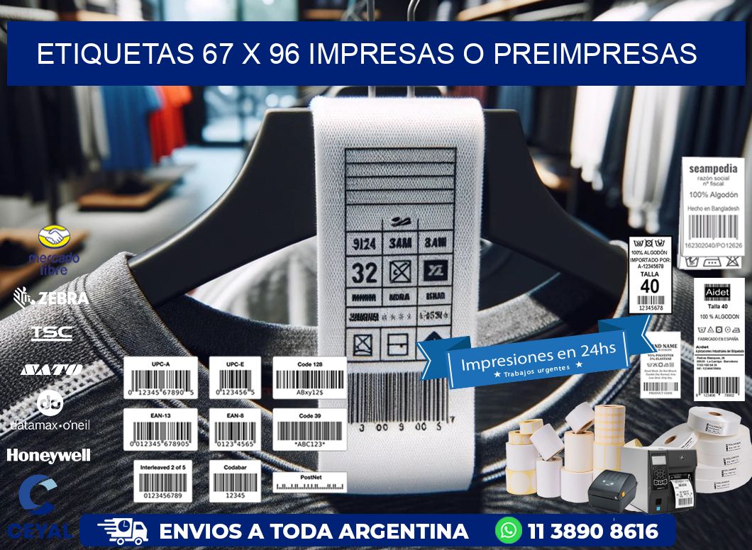 ETIQUETAS 67 x 96 IMPRESAS O PREIMPRESAS