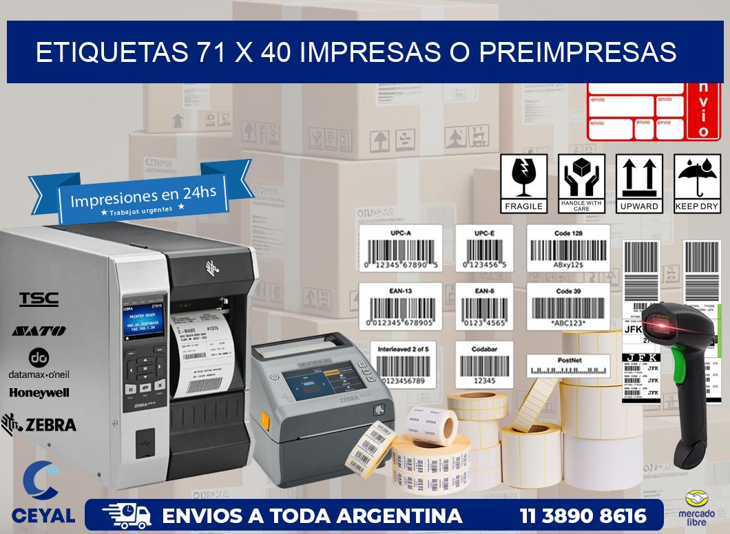 ETIQUETAS 71 x 40 IMPRESAS O PREIMPRESAS