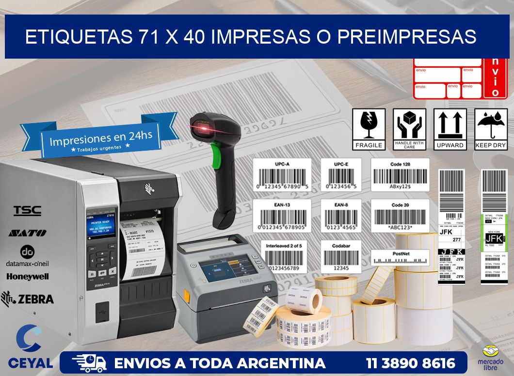 ETIQUETAS 71 x 40 IMPRESAS O PREIMPRESAS