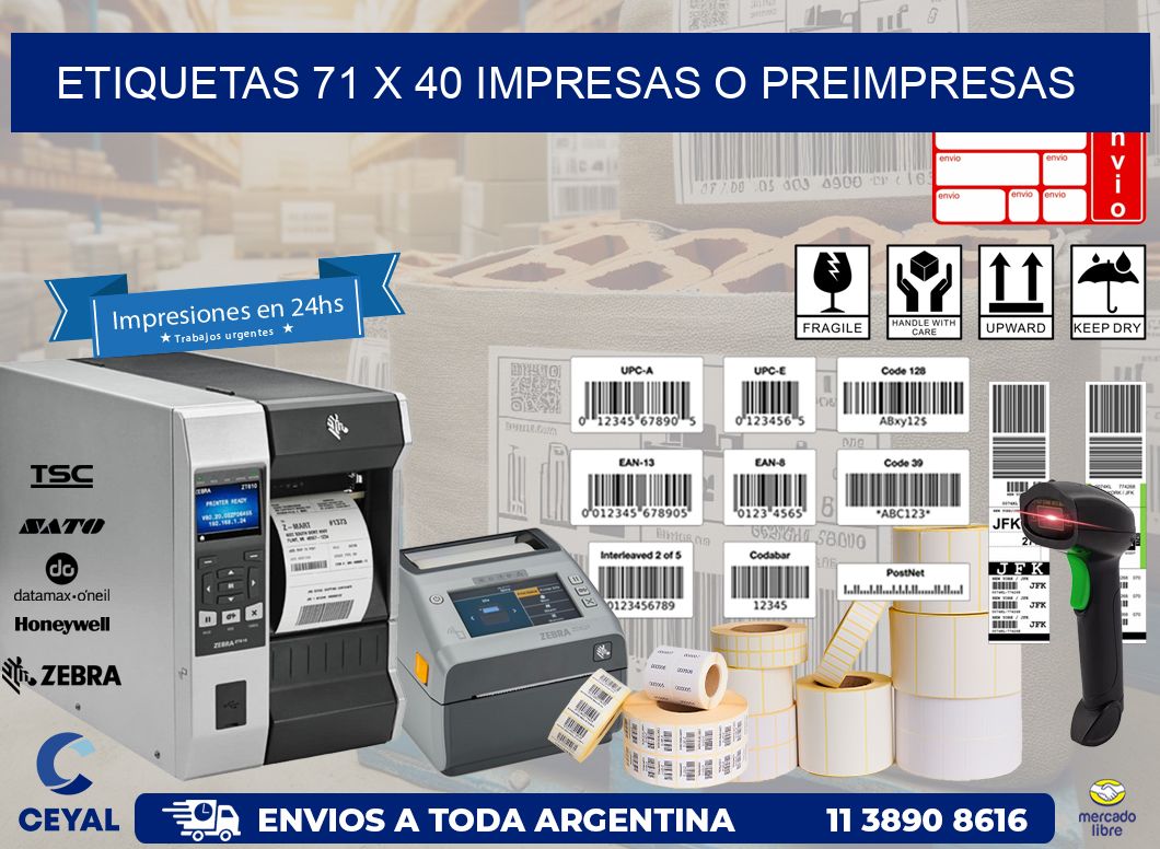 ETIQUETAS 71 x 40 IMPRESAS O PREIMPRESAS